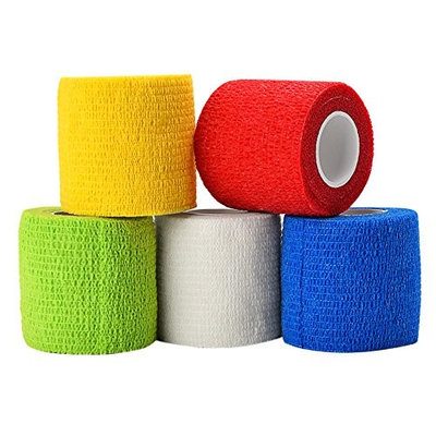 ATOMUS 5pcs Disposable Tattoo Self-adhesive Elastic Bandage for Handle Grip Tube Tattoo Accessories (Random Color Delivery)