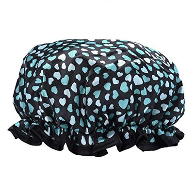 Starlit Women Bath Elastic Heart-shaped Shower Cap Printed (Green)