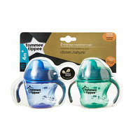 Tommee Tippee BPA Free Closer to Nature 2 Pack 5 Ounce First Sips Transition Cup - Blue and Green