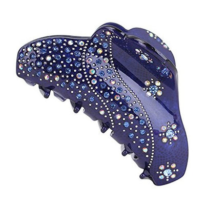 Fashion & Lifestyle 4-inch Hair Claw Jaw Clip for Women and Girls, Large - Pretty Strong Clamp Non-Slip Barrette Hair Updo Grip Bath Accessories for Thick Hair, Navy Blue