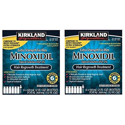 6 Months Kirkland Minoxidil 5 percentage Extra Strength Hair Loss Regrowth Treatment Men, 2 oz (Set of 12)