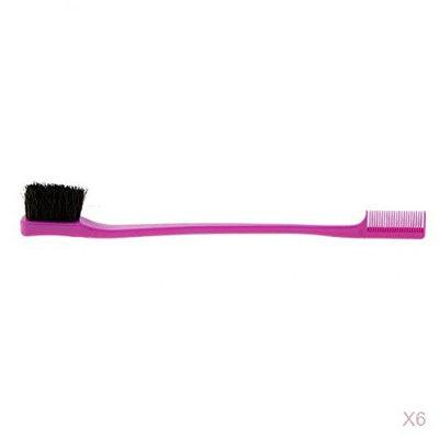 MagiDeal 6 Pieces 7'' Beauty Double Sided Edge Control Hair Brush Comb Hair Styling Hairbrush