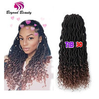 Wavy Faux Locs Crochet Hair Curly Ends Synthetic Braiding Goddess Hair Extensions 6Pcs/Lot.