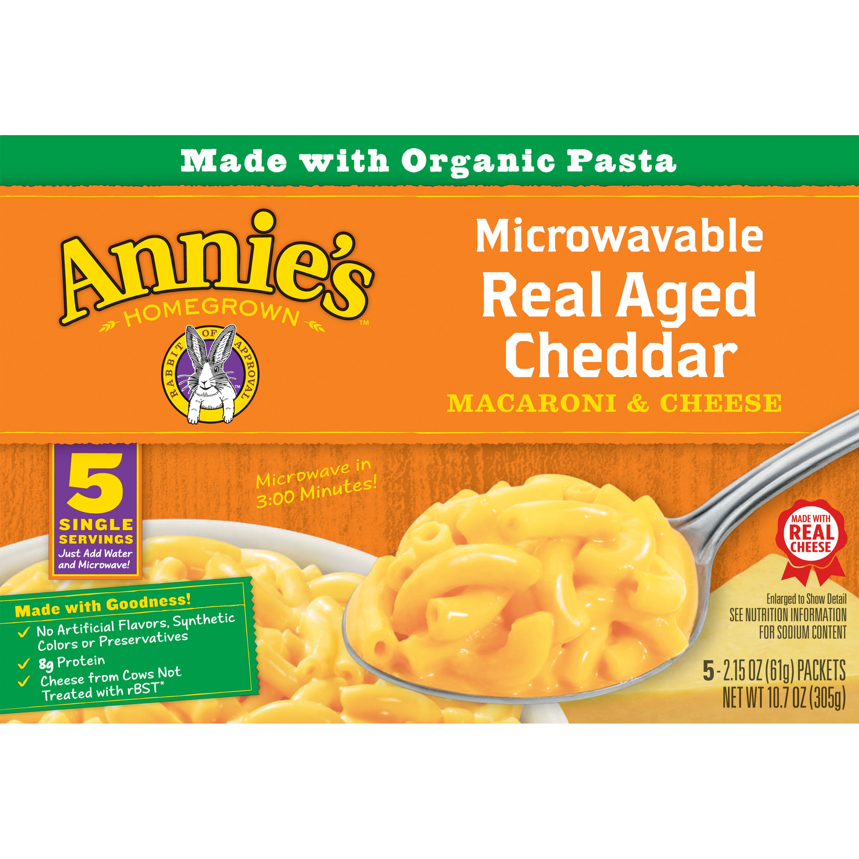 Annie's Real Aged Cheddar Mac and Cheese Microwaveable Cup, 5 Ct, 10.7 oz