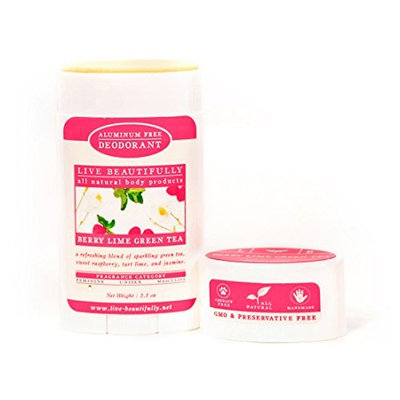 Live Beautifully Natural Deodorant - Berry Lime Green Tea - Aluminum Free