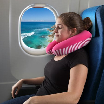 Trademark Global Llc Memory Foam Travel Pillow- Extra Neck Support Design Pillow with Pillowcase Protector for Sleeping, Airplanes and Train by Somerset Home