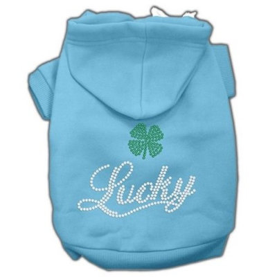 Mirage Pet Products Lucky Rhinestone Hoodies, Baby Blue, XX-Large/Size 18