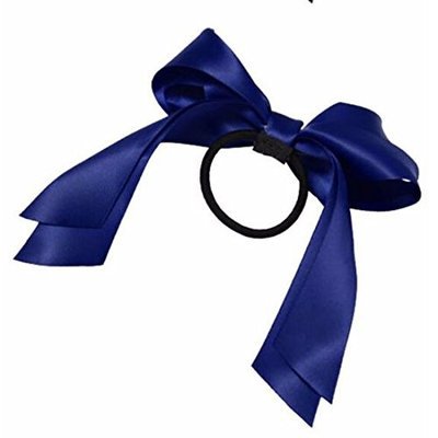 2016 Hair Accessories 1Pc Women Tiara Satin Ribbon Bow Hair Band Rope Scrunchie Ponytail Holder Dark Blue