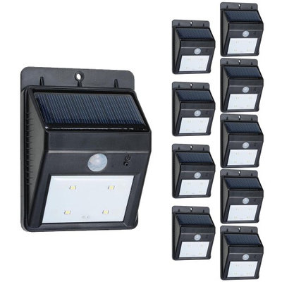 Yescomusa 1/2/10 Pack 4 LEDs Solar Power Security PIR Motion Night Sensor Light Waterproof Outdoor Garden Lamp