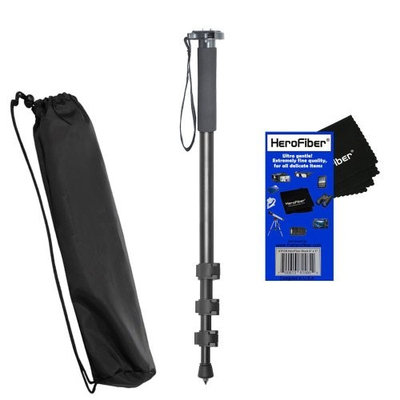 72' Pro Elite Series Photo/video Monopod & Deluxe Soft Carrying Case for Panasonic Lumix DMC-GX1, DMC-GX7, & DMC-GM1 Digital Cameras w/ Herofiber® Ultra Gentle Cleaning Cloth