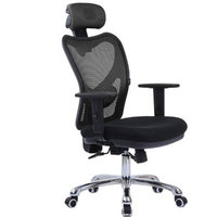 LSCING High-Back Comfortable Mesh Office Chair with Adjustable Headrest, Armrest and Lumbar Support, Black