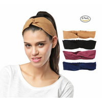 Headbands for Women, No Slip Faux Suede Turban Solid Cross Head Wraps Doloveit Fashion headbands(4 Pack)