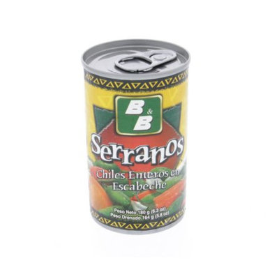 B & B B Marinated Whole Peppers 6.3oz - Chiles Enteros en Escabeche (Pack of 18)