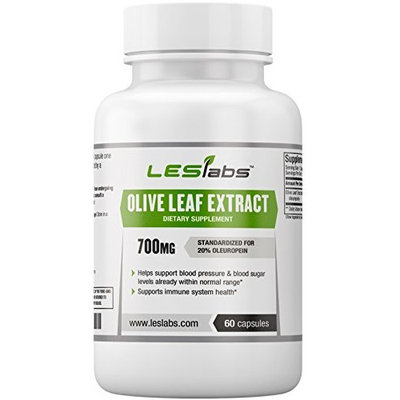 LES Labs Olive Leaf Extract, Natural Supplement for Immune System Function, Blood Sugar & Blood Pressure Support, 20% Oleuropein, 700mg, 60 Capsules