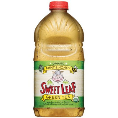 Sweet Leaf USDA-Certified Organic Iced Tea, Mint and Honey Green Tea 64-ounce plastic bottles (Case of 8)