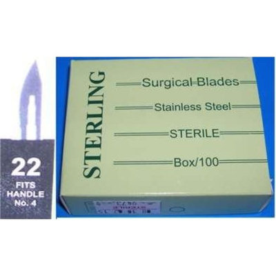 Sterling #22 Surgical Podiatry Blades Scalpels Sterile Stainless Steel -100/Bx- Pedicure
