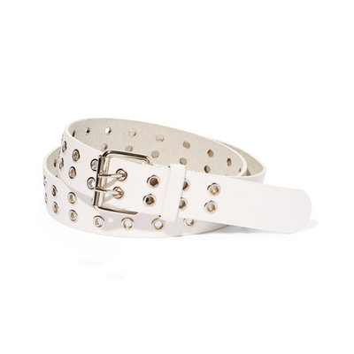 Leather Belts Doable Metal Hole-White(M)