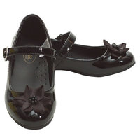 Angel Black Patent Flower Accent Dress Shoes Toddler 5-Little Girls 4