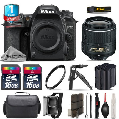 Tristatecamera Nikon D7500 DSLR Camera + 18-55mm VR + Extra Battery + UV + 32GB + 1yr Warranty