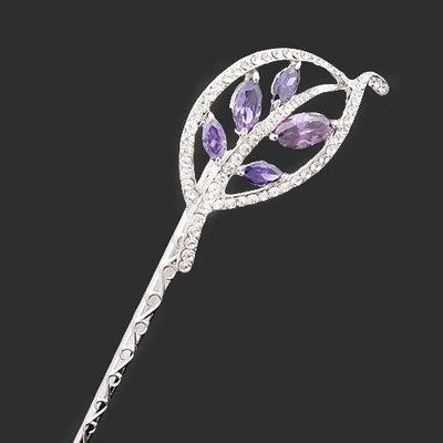 LUX Colorful Swarovski Rhinestone and Zircon Leaf Hair Stick