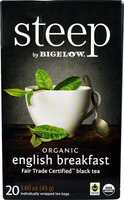 Bigelow Tea Steep Organic English Breakfast Tea - 20 Tea Bags pack of 6