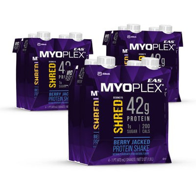 Abbott Laboratories,abbn7 EAS Myoplex Shred Protein Shake Berry Jacked Ready-to-Drink 16 fl oz Bottles (Pack of 4)