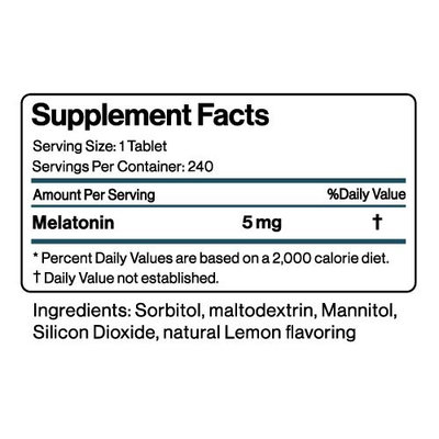 Melatonin Fast Acting Tablets, Quick Dissolve, 240 count, by BodyVega