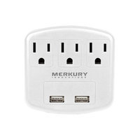 3 AC Outlet and 2-USB Port 2.1-Amp Power Charging Station - White