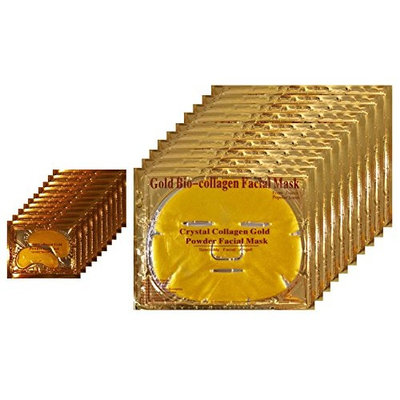 MyM 24k Gold Collagen Crystal Mask for Deep Tissue Rejuvenation and Collagen Renewal Mask(10pck of facial mask +10pck of eye mask