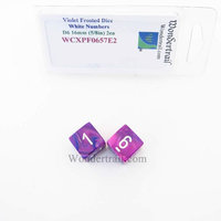 Wondertrail Products Violet Festive Dice with White Numbers D6 Aprox 16mm (5/8in) Pack of 2 Wondertrail