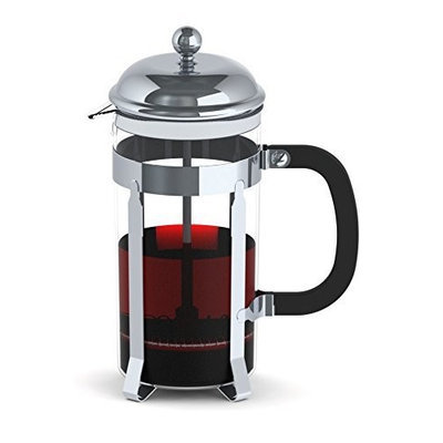 FRA5214 Francois et Mimi Single Wall Borosilicate Glass French Coffee Press, 12-Ounce, Stainless Steel, Chrome Design