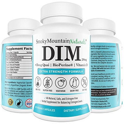 DIM Supplement 250mg Plus BioPerine, Dong Quai, Vitamin D, Organic Alfalfa & Broccoli. Menopause Relief, Hormone Balance, Hormonal Acne, PCOS Treatment & Aromatase Inhibitor (For Men and For Women)