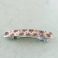 Dandelion barrette, Copper, Small french barrette, hair clip
