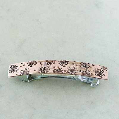 Dandelion barrette, Copper, Small french barrette, hair clip