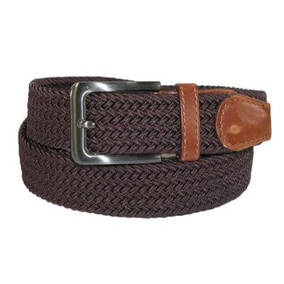 CTM Men's Big & Tall Elastic Braided Belt with Silver Buckle and Tan Tabs