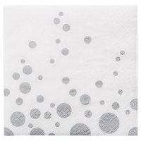 Sparkle and Shine Silver Cocktail Beverage Napkins, 16 pk