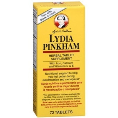 Lydia Pinkham Herbal Tablet Supplement, 72 Count Per Bottle (9 Pack)