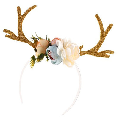 Dovewill New Hot Deer Antlers Head hoop Adult Kid Christmas DIY Headband of 4 Colors - Khaki, as described