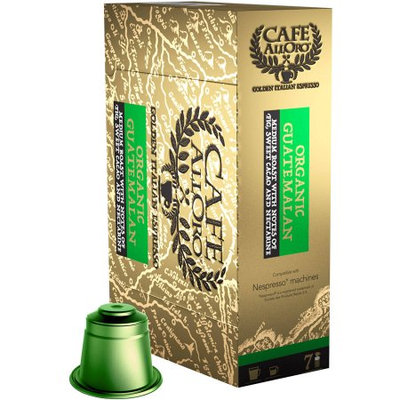 Café AllOro Medium Roast Ultra Premium Italian Espresso & Lungo Coffee Capsules, Organic Guatemalan, 10 Ct
