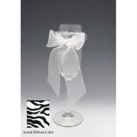Set of 4 Jolie Champagne Toasting Flute Glasses with Zebra Print Bows 8 ounces