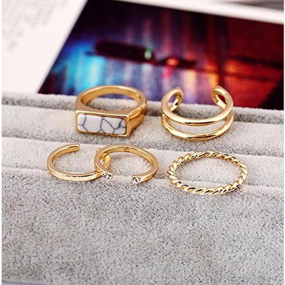 5 Pcs Suit ring female joint ring With the blue or white stone