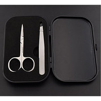 LETB Tweezers and Scissors Shaping Set for Eyebrow Ingrown Hair Removal in Hard Case