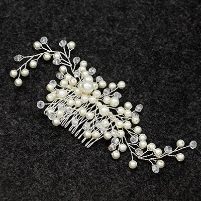 Simdoc Wedding Bride Hair Comb,Women Handmade Pearl Hair Accessories