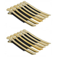 AKOAK 12 Pcs/Pack Professional Hairdressing Salon Hair Styling Stainless Steel Hairdressing Duck Bill Alligator Clips Fashion Styling Tools(G