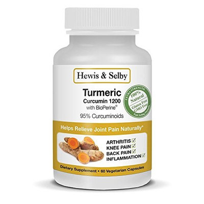 Hewis & Selby Turmeric Curcumin Capsules - 95% Standardized Curcuminoids & Black Pepper - 60 Veggie Caps - Natural Joint Pain Relief & Anti-Inflammatory - Made in USA