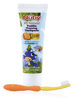 Nuby All Natural Toddler Toothpaste with Citroganix with Toothbrush - Orange/Yellow