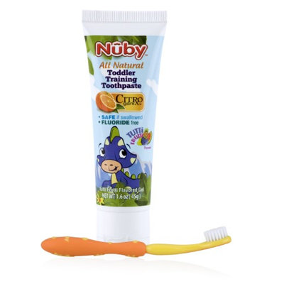 Nuby All Natural Toddler Toothpaste with Citroganix with Toothbrush - Orange/Yellow