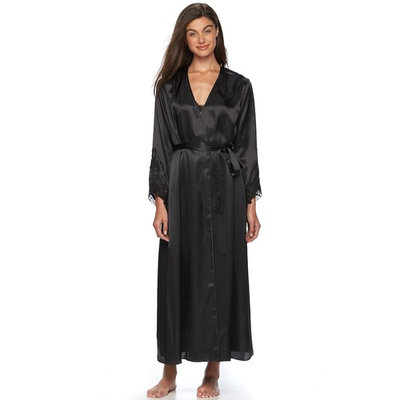 Women's Flora by Flora Nikrooz Lace-Trim Charmeuse Long Robe