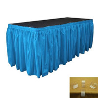 LA Linen SkirtBridal14X29-10Lclips-TurquoiseB52 Bridal Satin Table Skirt with 10 L-Clips Turquoise - 14 ft. x 29 in.