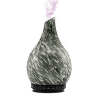 Aromatherapy Essential Oil Glass Diffuser Cool Mist Ultrasonic Humidifier Hand Blown Glass Colorful LED White Glow 230ml Capacity with Safety Auto-Shut Off Feature